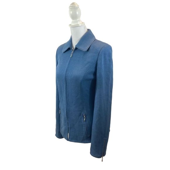 St. John Collection Brand Blue Full Zipper Knit Jacket Size 4 - Picture 2 of 13